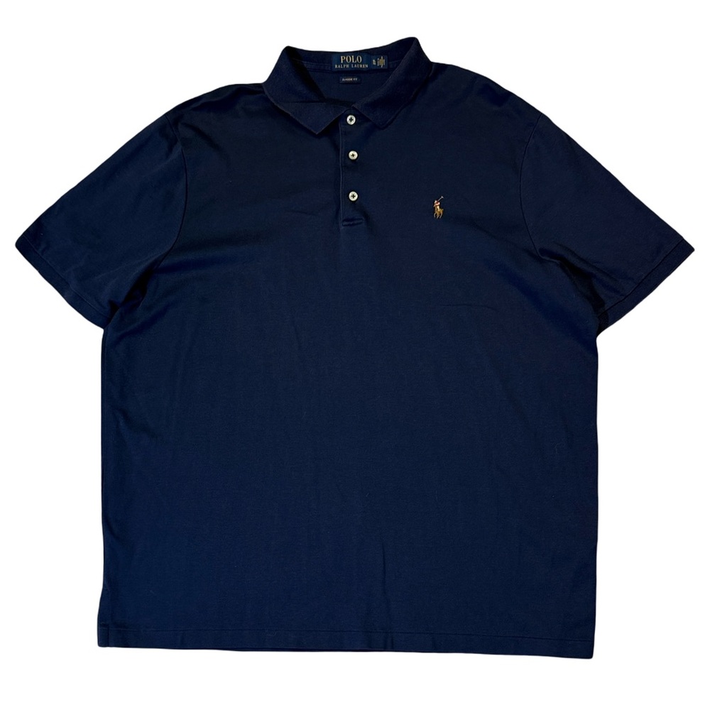 Polo Ralph Lauren mens XL navy blue solid classic fit soft cotton polo shirt